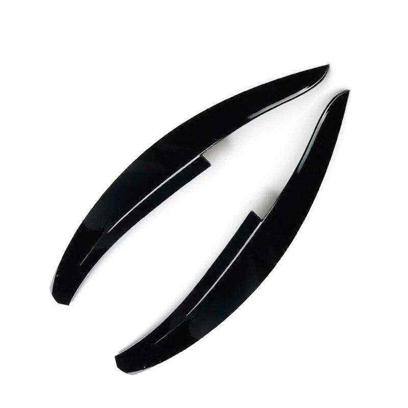 Pair Gloss Black/Carbon Fiber Front Headlight Eyelid Eyebrow Trims For VW Scirocco R GTS 2008 2009 2010 2011 2012 2013-2017