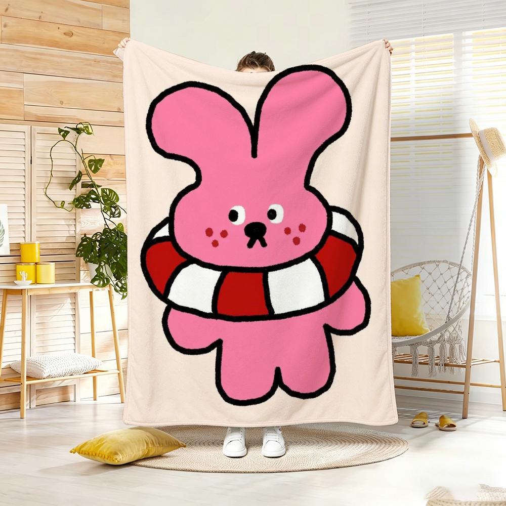 Cartoon style C-Cartoon Cute Animals Throw Lightweight 240g Flannel Blanket Soft Skin-friendly for Summer Cooling