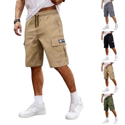Mens Casual Loose Fit Cargo Shorts With Elastic Waistband Adjustable Drawstring And Multiple Pockets For Everyday Wear
