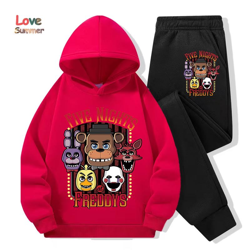 2026 Five Nights Hoodies+Hosen 2er-Set 3-14 Jahre Jungen Mädchen Trainingsanzug Kleidung Hoodie Jungen FNAF Sportlicher Anzug Ideal für den täglichen Gebrauch im Freien