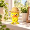 3D Printed Duck Figurine Set of 4 with Angry Face and Crossed Arm, Textured Hat Decorations for Office Desks, Display Shelves, and Entryways