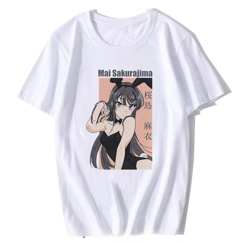 Mai Sakurajima Shirt Vintage Washed Unisex Oversized Bunny Girl Senpai Streetwear Soft Cotton Short Sleeve Tee Gift Clothing Top