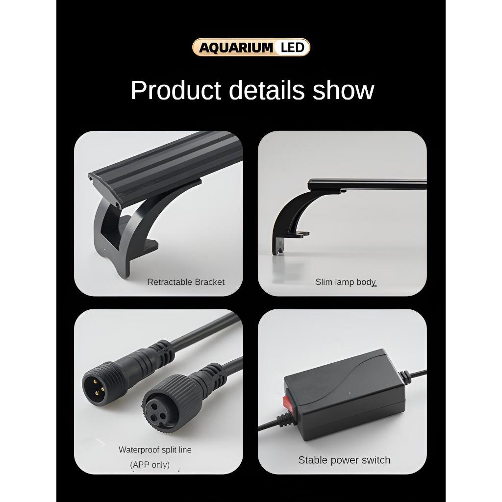 4mm Smart APP Control LED Aquarium Light Waterproof Strobe-Free Ornamental Fish Lamp Slim RGB Dimming Fish Tank Accessories