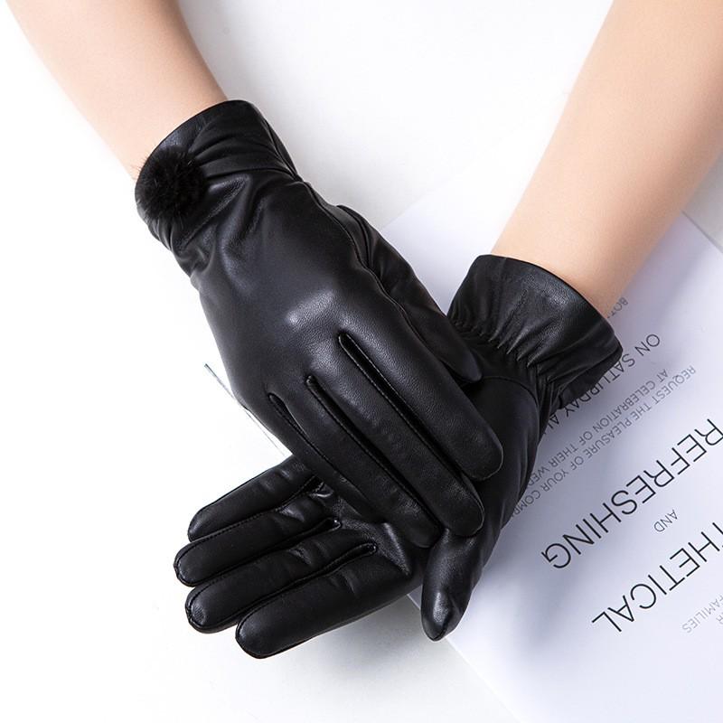 Womens Genuine Leather Winter Gloves Touchscreen Compatible Warm Driving Riding Fashion