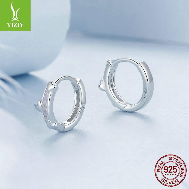 Simple Pink Love Ear Buckle Women, Romantic Girl Heart-Shaped S925 Sterling Silver Earrings Earrings
