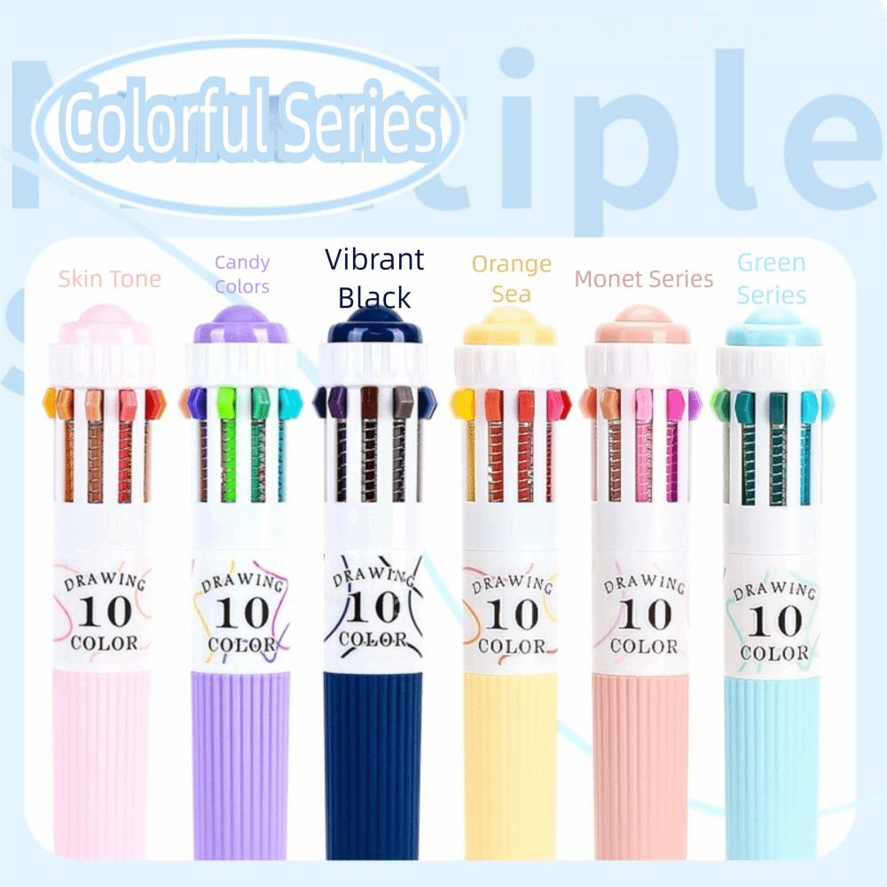 3Pcs/Box Gifts 10 Color Drawing Ballpoint Pen Retractable 0.8mm Ballpoint Pens Colorful Colored Pens for Painting Study Marking