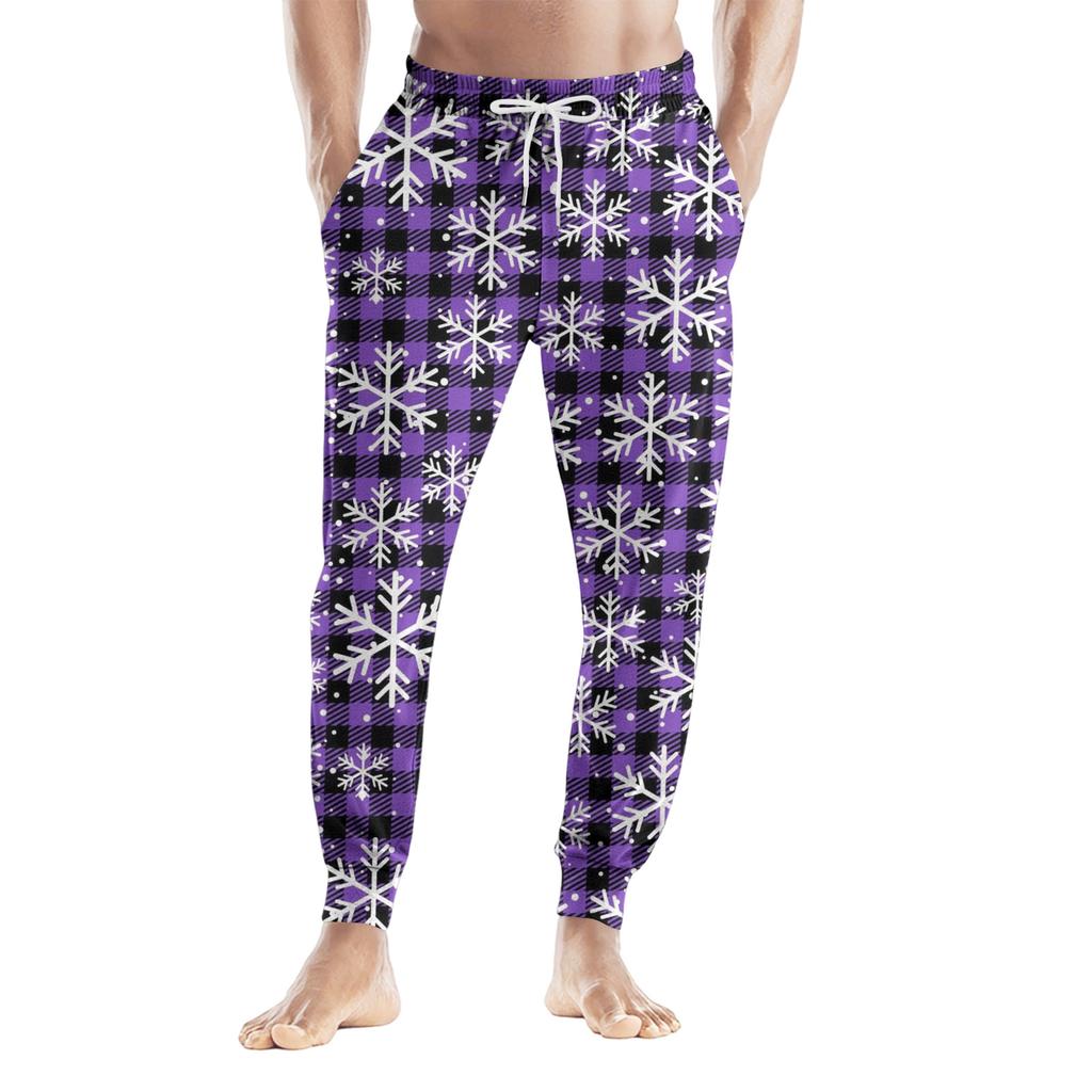 Men's Drawstring Pocket Casual Pants, Checkered Striped Printed Pocket Casual Pants, Home Sleeping Pants
