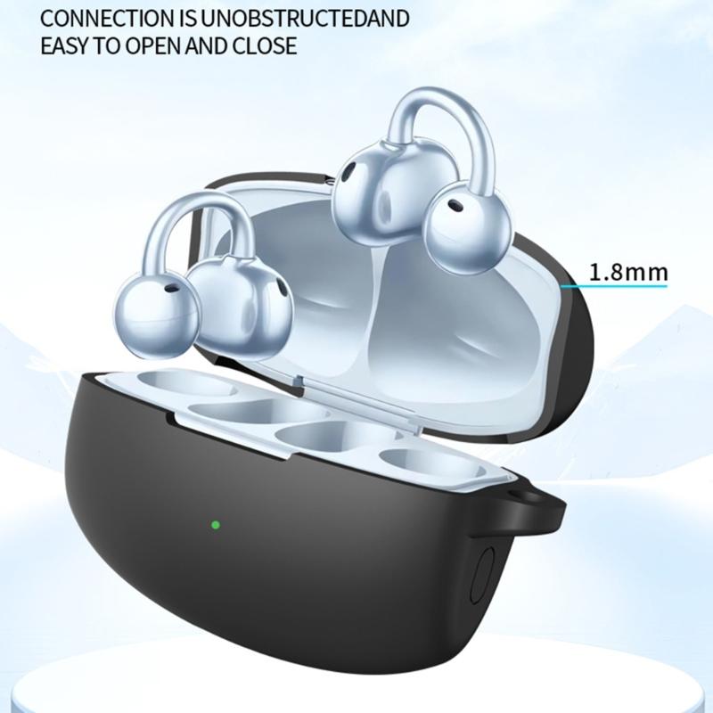 Waterproof Silicone Cover For Wireless Earbuds AntiDrop Protections Multiple Color Portable Hook Included