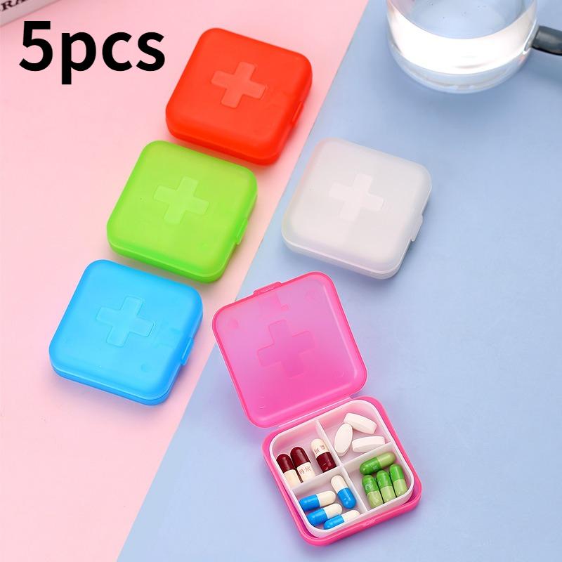 Portable Travel 4 Grid Pill Storage Box Case Container Mini Medicine Organizer