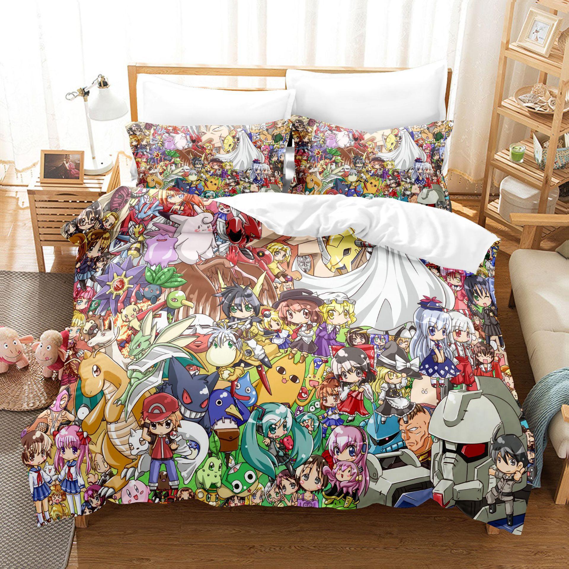 

Digital Baby Cartoon Three-Dimensional Printing Three-Piece Set, Duvet Cover, Pillowcase, Home Textile Bed Sheet Kit 70 * 133