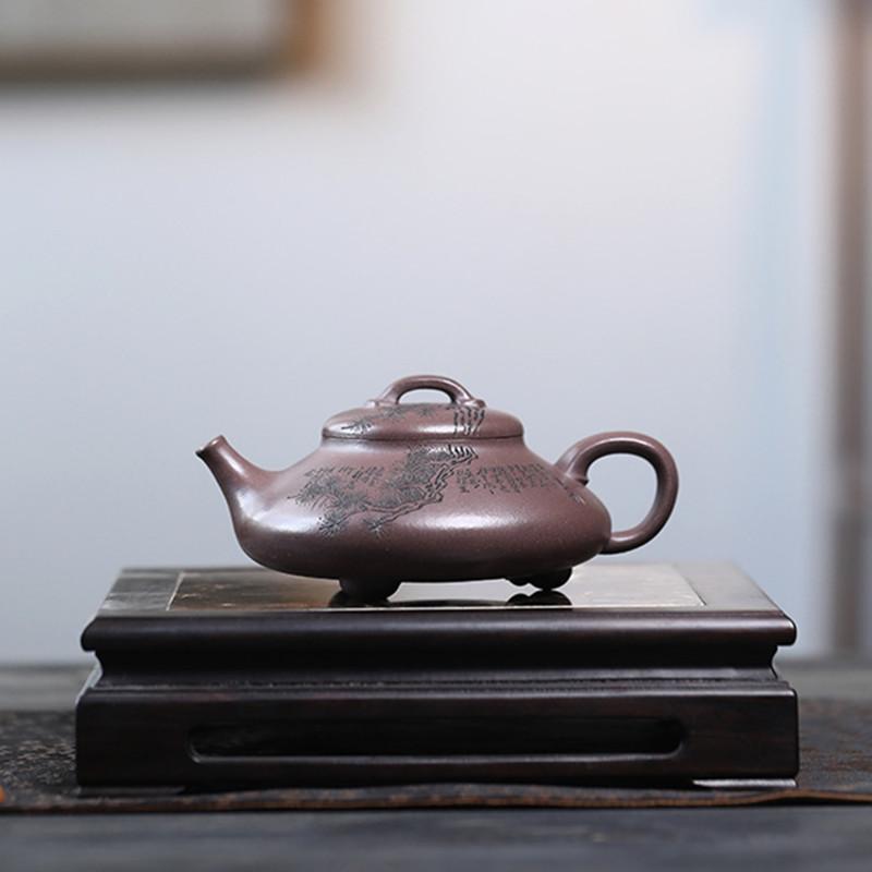 

Китайский Исинский Ручной Фиолетовый Глиняный Чайник Сырая Руда Фиолетовая Глина Чайник Ручная Резьба Дерево Чайник Домашний Цзыша Чайный Набор 190мл