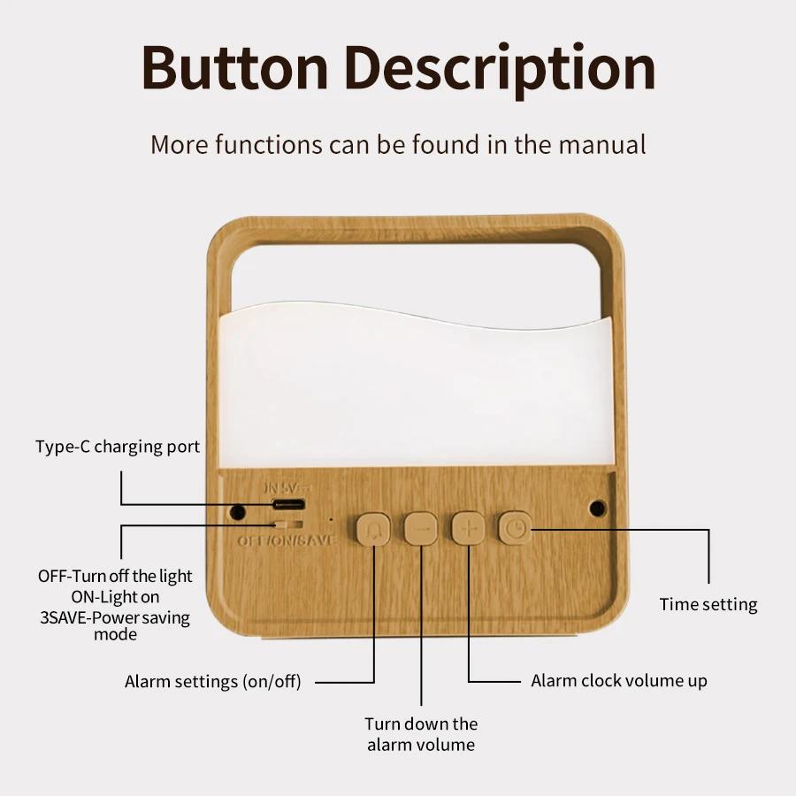 Portable Led Table Lamp Rechargeable Desktop Night Lights with Clock Time Display Sleeping Bedside Light Portable Room Light