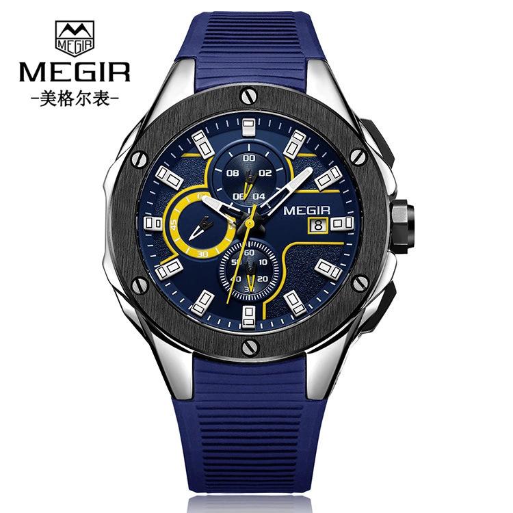 Multifunctional Timing Watch Men S Sports Silicone Quartz Watch Men S 2053G