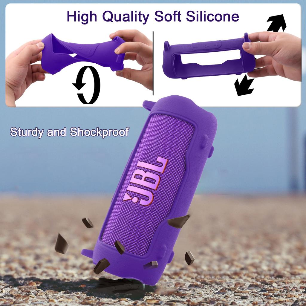 J BL FLIP 7 Tragbarer Lautsprecher Silikonhülle mit Schultergurt Lila co2CREA, -