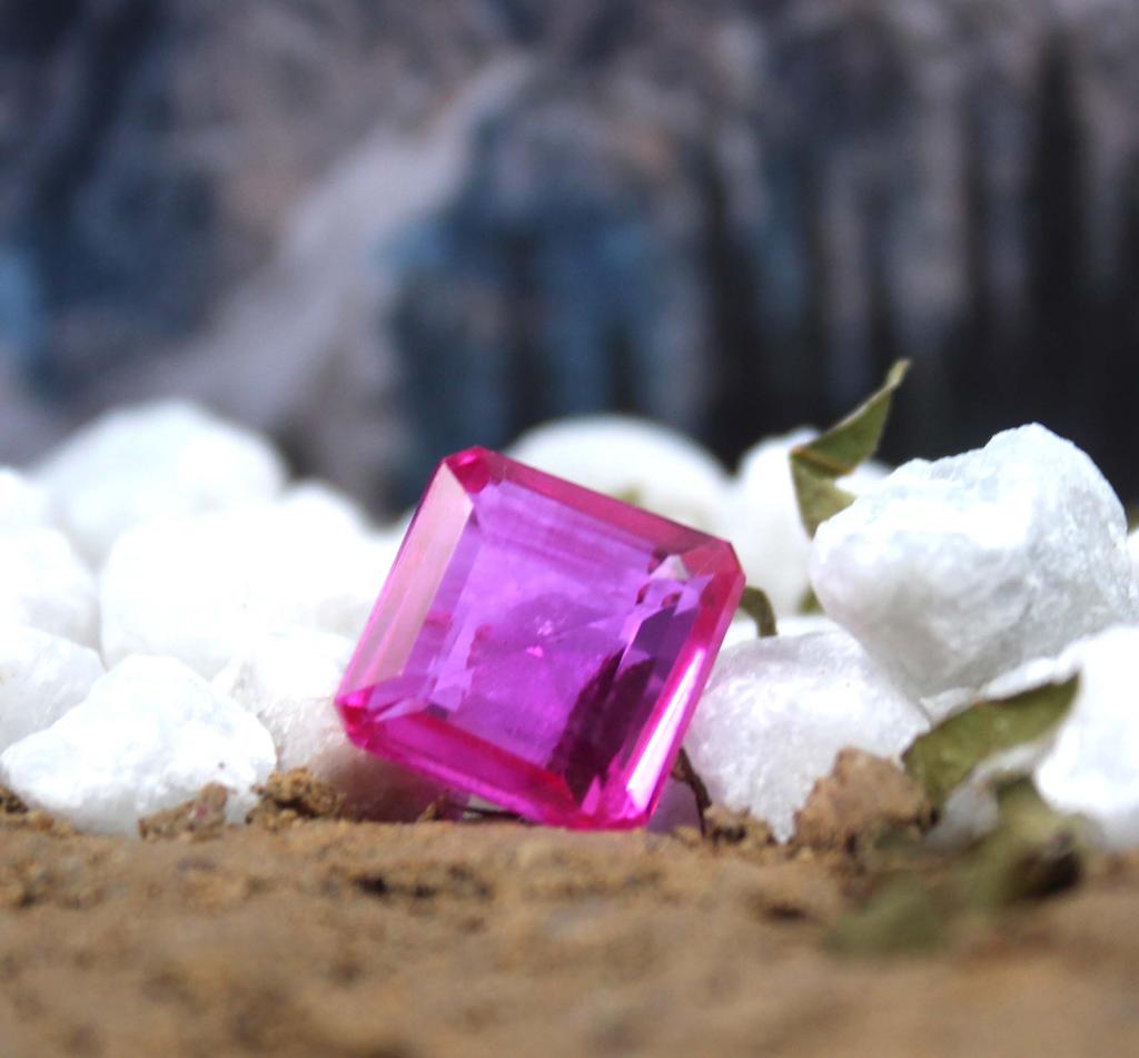 7.45 Carat Finest Quality Emerald Shape Pink Ruby Burma Certified Transparent Gemstone SN410