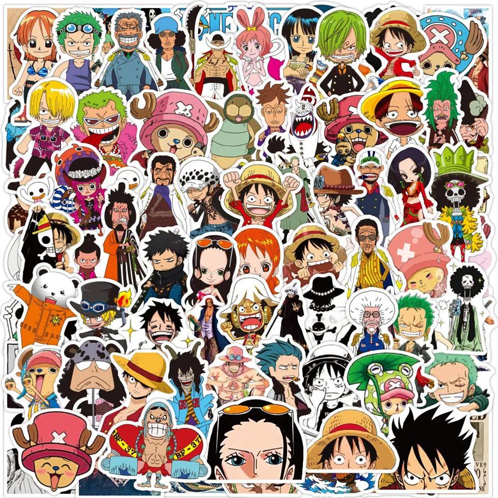 50/100pcs ONE PIECE Anime Stickers Cool Cartoon Decals Kid Toy DIY Stationery Suitcase Car Bike Waterproof Classic Manga Sticker
