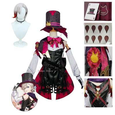 Lyney Cosplay Costume Solitaire and Tattoo Stickers   Fontaine Magician Lyney Cosplay Wig Costume XS-XXXL