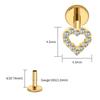 Right Grand ASTM F136 Titanium Mini Heart Cartilage Earring 16G Dainty Flat Back Labret Stud Tragus Helix Piercing Jewelry