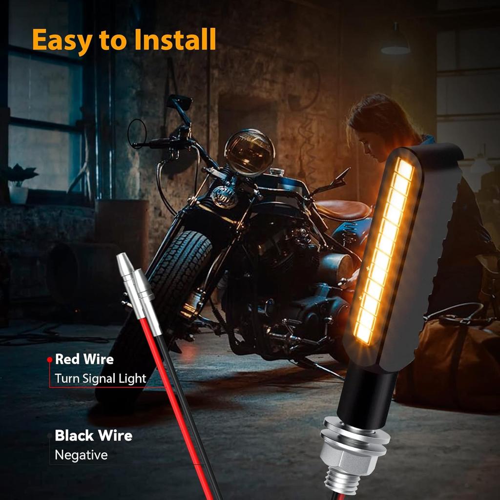 2PCS Flowing LED Motorcycle Turn Signal Lights, Aluminum Alloy 12V Super Bright Motorbike Front Rear Blinkers Indicators Fit For Harley Honda KTM