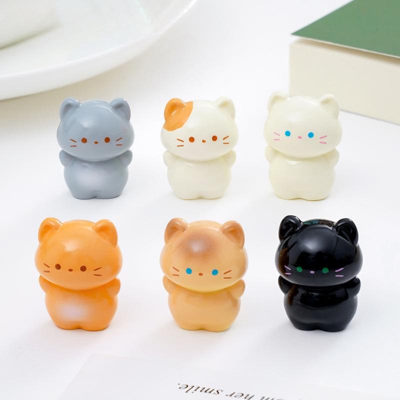 6Pcs/set Cartoon Mini Cat Animal Miniatures Resin Ornaments Fairy Garden Decoration Moss Terrarium Micro Landscape