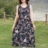 Rochie elegantă de vară pentru femei, mărime plus, haine vintage, rochie lungă fără mâneci