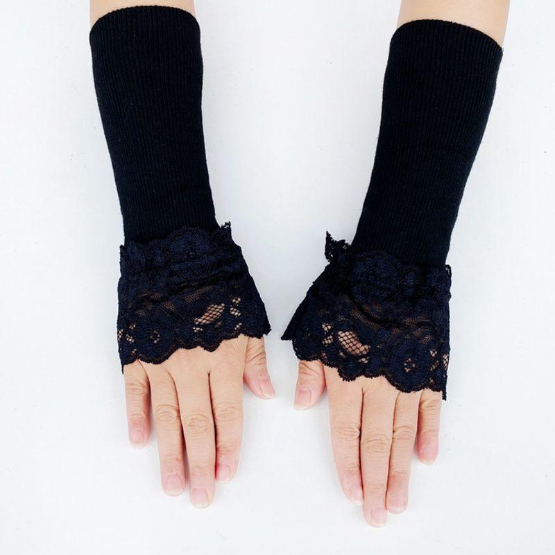 

Осень и Зима Теплый Женский Кружевной Шрам Прикрывающий Татуировку Кружево 20cm Knitting Lace lace black