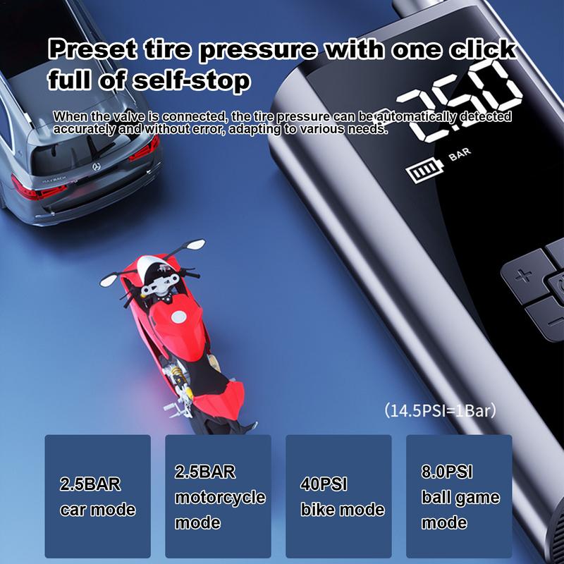 Digital Car Air Pump Compact Tire Inflator For Car Electric Cordless Automobiles Tire Pump With LED Lighting Design Outdoor