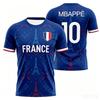 Mbappe 10 Soccer Jersey Subtle Hexagonal Jacquard Pattern Gold Lettering French Shield Crest Crew Neck Dual-sided Print