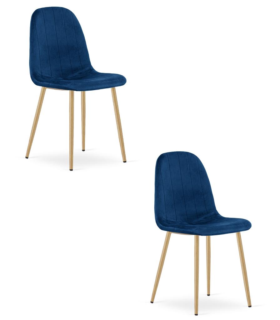 PADVA chair - navy blue velvet / oak legs x 2