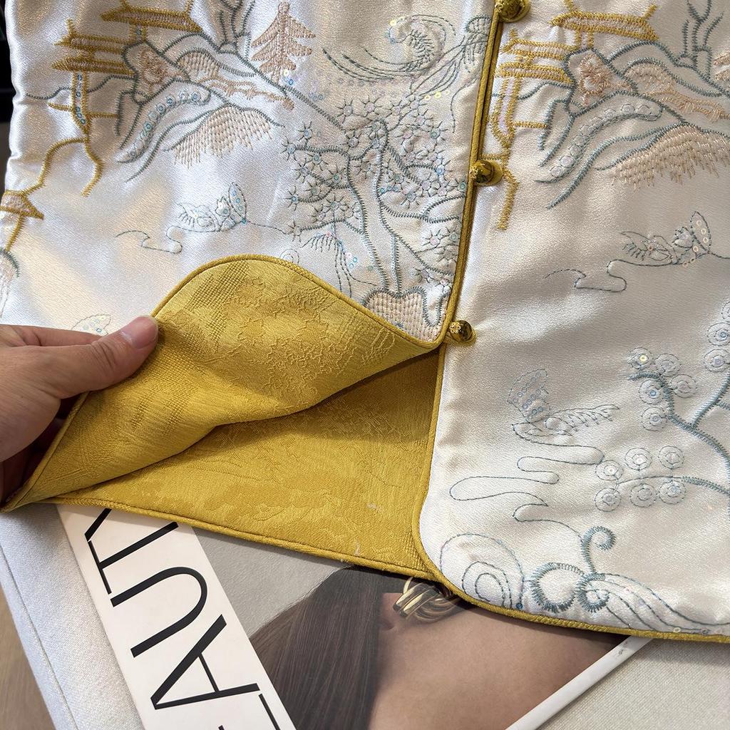 Women's Double-Sided Embroidered Chinese Style Vest and Loose Shirt Set for Spring and Autumn 2025