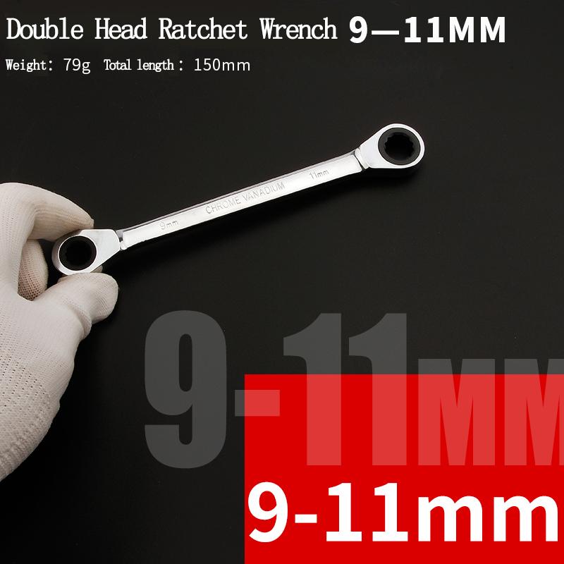 Chrome Vanadium Ring Double Head Ratchet Wrench Reversible 8-9-10-12-13-14-15-16-17-18-19mm Ratchet Combination Spanner Set