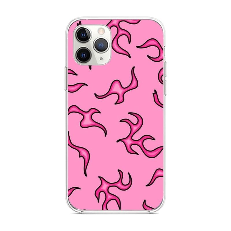 Preppy Aesthetic Cute Pink Phone Case for iPhone 14 13 12 11 XS X 8 7 6 Plus Mini Pro Max SE 2022 Transparent Phone Cover