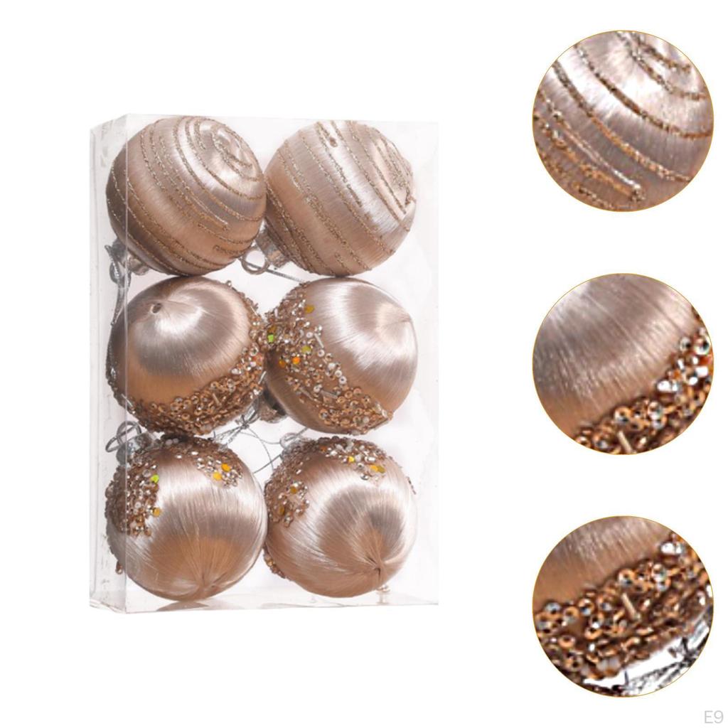 6Pcs Christmas Ball Ornaments Hanging Shatterproof Balls Decorative Bauble for