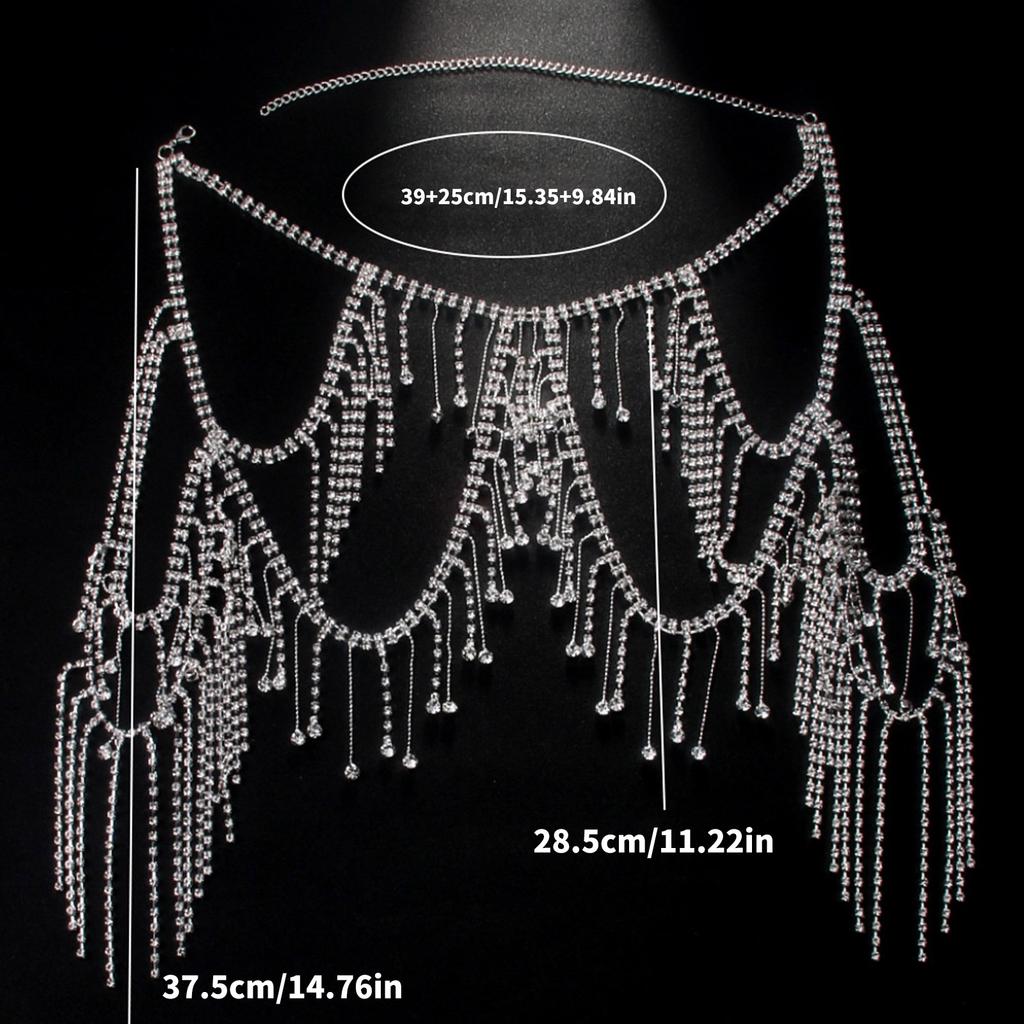 Stylish Layered Rhinestones Body Chain Premium Alloy Construction Versatile Styling for Concerts and Event