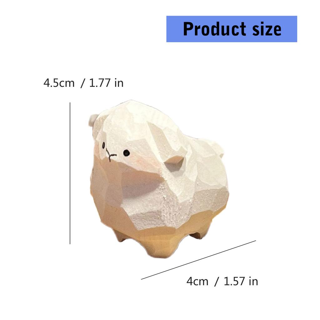 Kleine Holzschaf-Figur Geschnitztes Lamm Miniatur-Statue Ornament für Heim- Büro- Schreibtischdekorationen und Einzigartige Geschenkvergabe