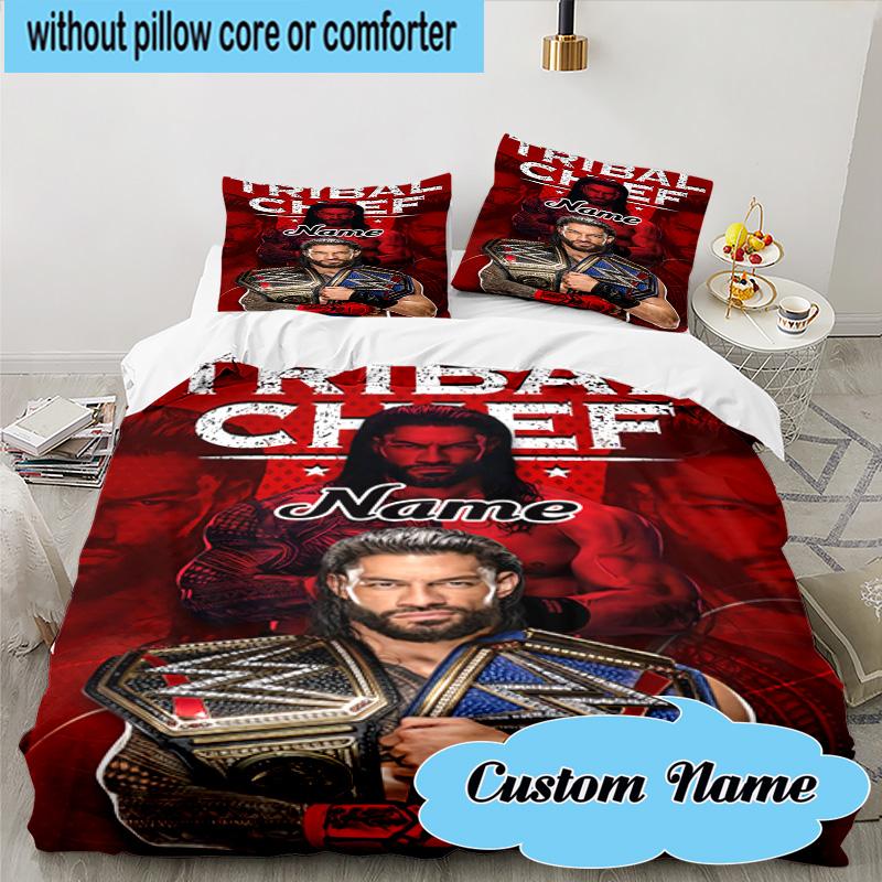 Custom Name 3PCS Champion Rhea Wrestling Bedding Set, Including 1pc Duvet Cover And 2pcs Pillowcases, Suitable for Dorms and Bedrooms Gift
