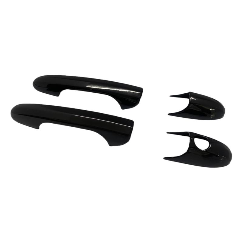 4PCS / Set Glossy Black / Carbon Fiber Look Door Handle Cover For Fiat 500 2008- Abarth 595 595C 2012- 695 2010-