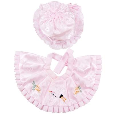 Shrine Visit Girl Hood Set Embroidered Hudx02 2-piece (hat, Bib)