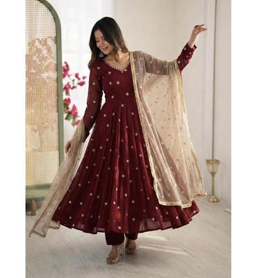Women Designer Anarkali Faux Georgette Gown Pant Dupatta Set Indian Party Wear Bollywood Salwar Suit