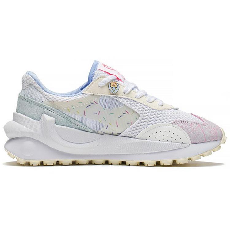 New LINING Casual Shoes Women's Low Top Standard White/First Lotus Pink/Light Ancient Yellow AGCS108-9