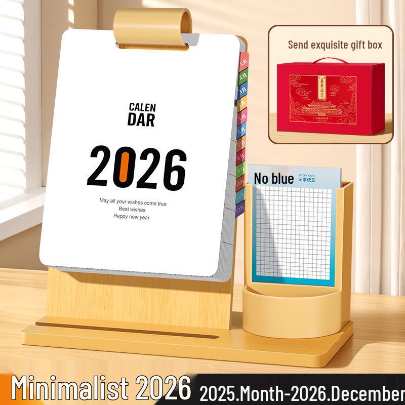 

Customized 2026 Year of the Horse Wooden Desk Calendar – Personalized Business Office Monthly Calendar with Gift Box. 2026