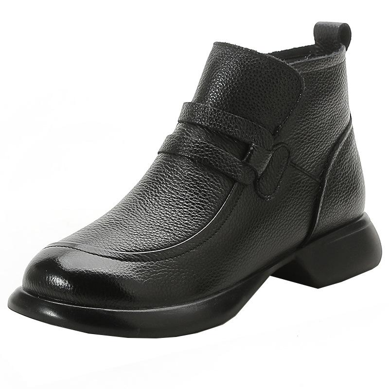 Fashion GKTINOO 2025 Autumn Women's Shoes Genuine Leather Boots Women Fashion Winter Boots Women Non-slip Warm Low Heel Shoes Women