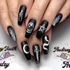 Série Graffiti Preto e Branco Ballet Longo Estrela Lua Cetro Cobra Usar Unha Filme de Unha Filme para Unha Unhas Postiças Unhas
