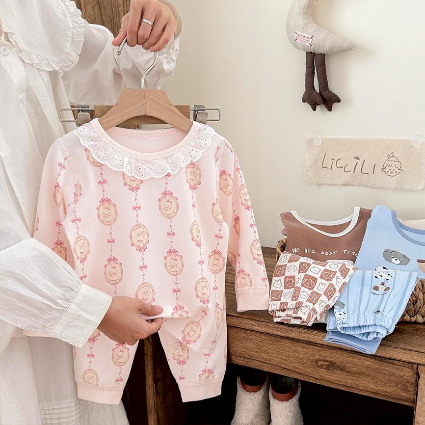 Autumn/Winter Velvet Cotton Warm Underwear Set for Children: Baby Boys  Pajamas & Girls  Pants. 80