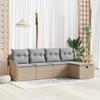VidaXL 5-Piece Garden Sofa Set with Beige Cushions In Poly Rattan 3360291