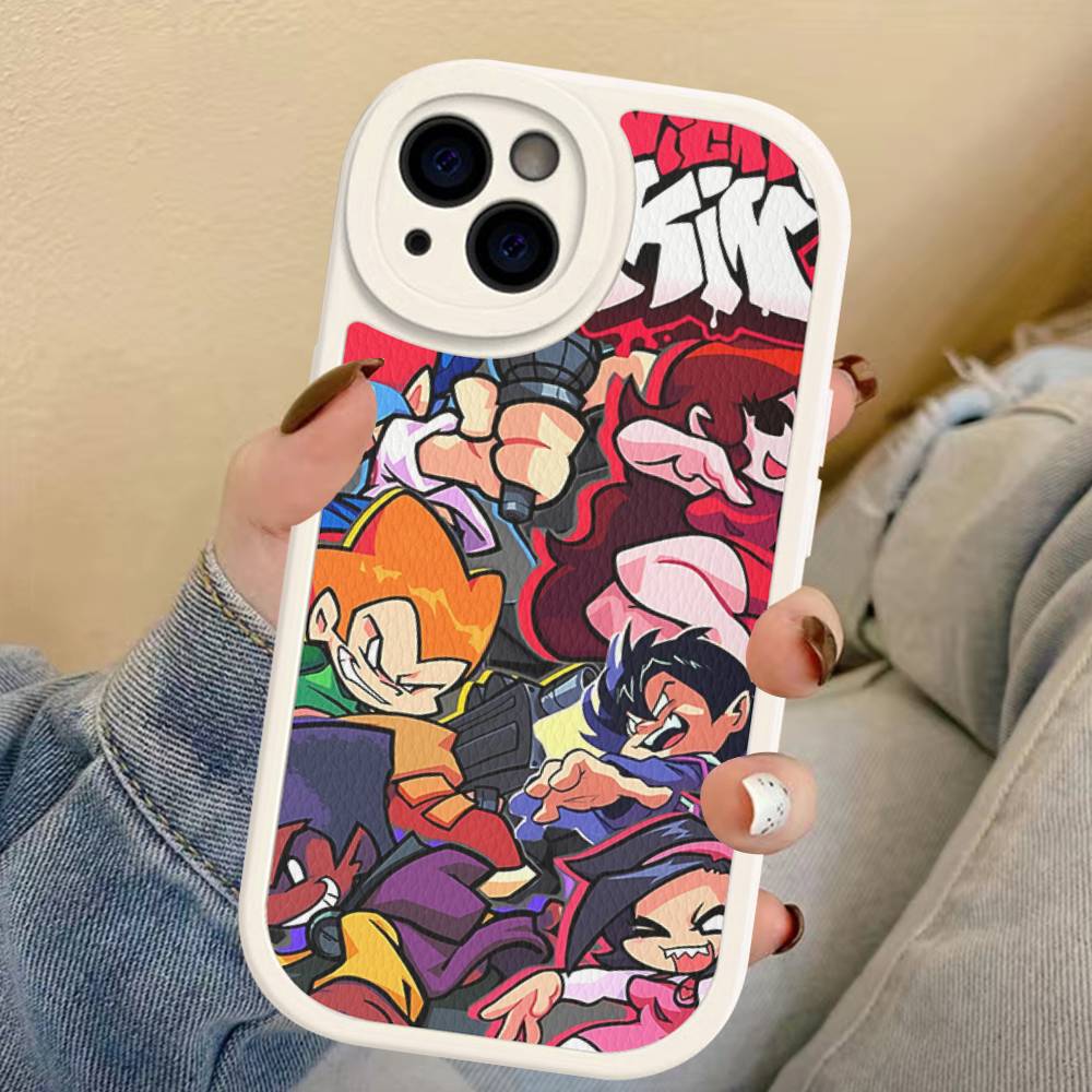 Game F-Friday Night Funkin Phone Case For IPhone 16 15 14 13 Pro Max 11 12 Plus Leather Silicone Cover
