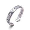 Heart Sutra Vintage Ethnic Style Lotus Double Fish Open Bangle Bracelet for Women