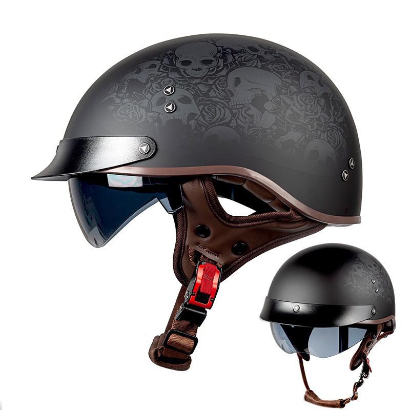 Retro Motorcycle Helmet National Standard Certification Semi-helmet Men Women Electric 318 Knight