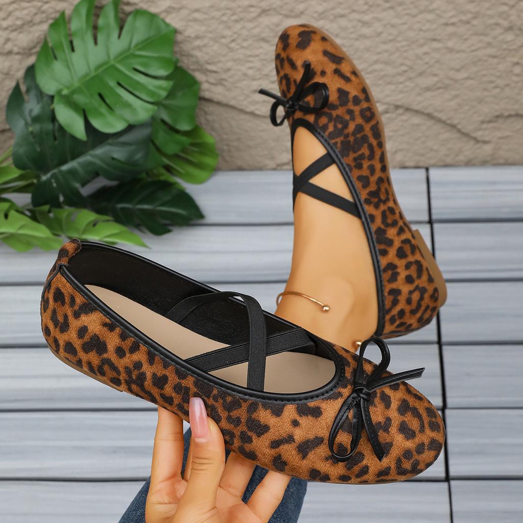 Women Ballet Flats Shoes Buckle Cross Strap Round Toe Loafers Comfortable Shallow Sneakers Women Butterfly Knot Mary Jane Shoes