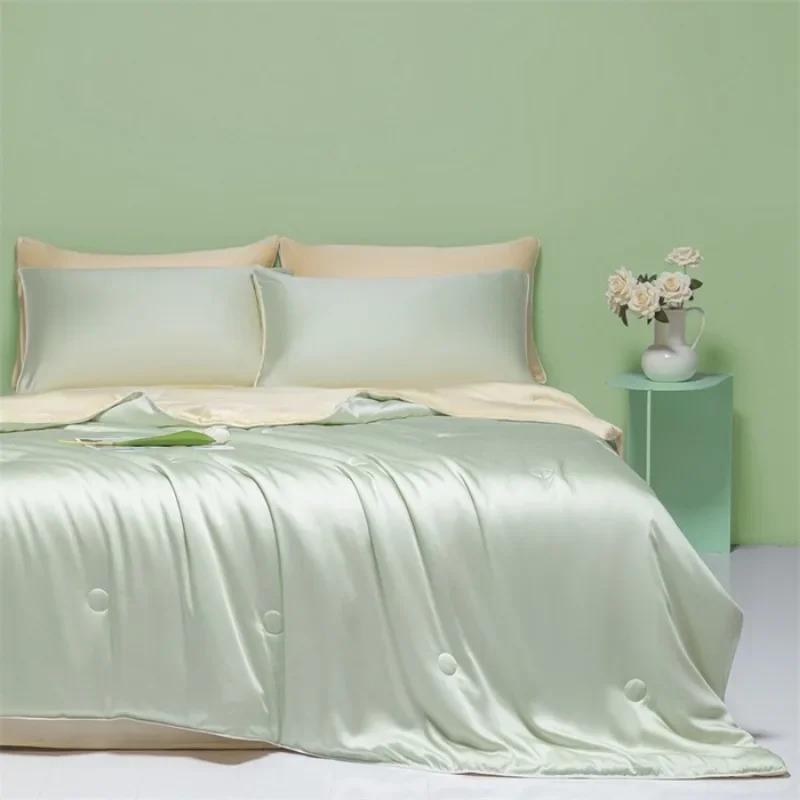 New Summer Cool Wash Ice Silk Silk Double Summer Cool By Fashion Solid Color Home Breathable Quilt